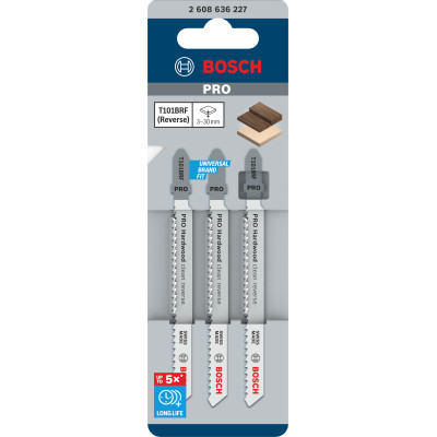 Lame De Scie Sauteuse Pro Hardwood Clean Reverse T101Brf, 100 mm, 3 Pièces Dure