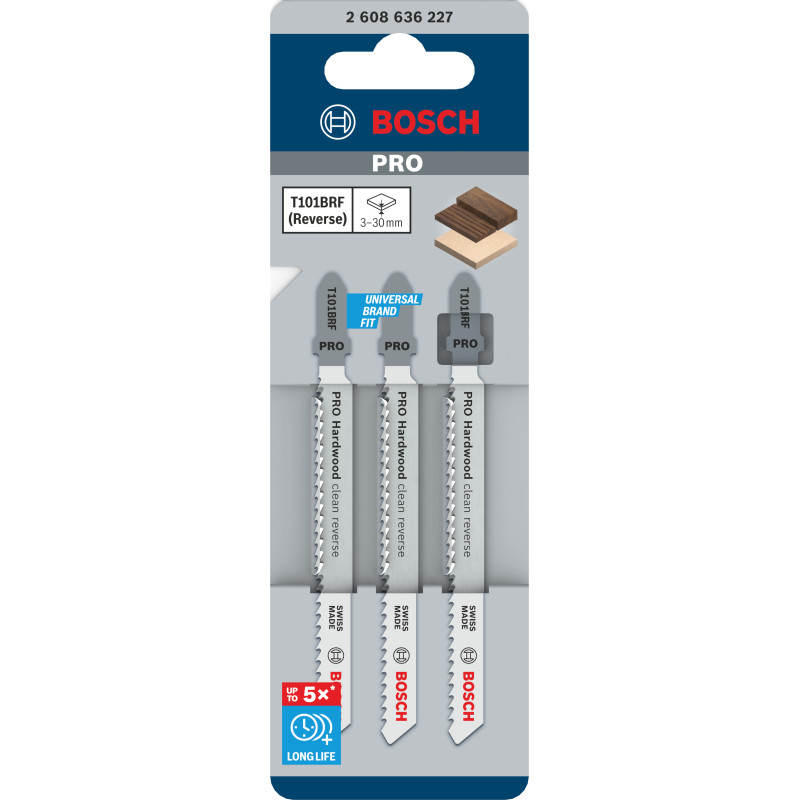 Lame De Scie Sauteuse Pro Hardwood Clean Reverse T101Brf, 100 mm, 3 Pièces Dure