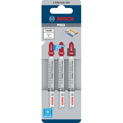 Lame De Scie Sauteuse Pro Plastics Pmma Clean T102Bf, 92 mm, 3 Pièces Conçue Po