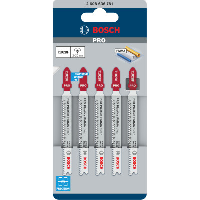 Lame De Scie Sauteuse Pro Plastics Pmma Clean T102Bf, 92 mm, 5 Pièces Conçue Po
