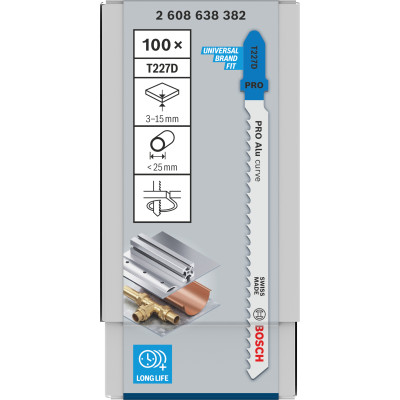 Lame De Scie Sauteuse Pro Alu Curve T227D, 100 mm, 100 Pièces Conçue Pour La CO