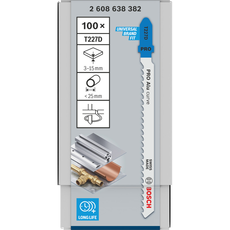 Lame De Scie Sauteuse Pro Alu Curve T227D, 100 mm, 100 Pièces Conçue Pour La CO