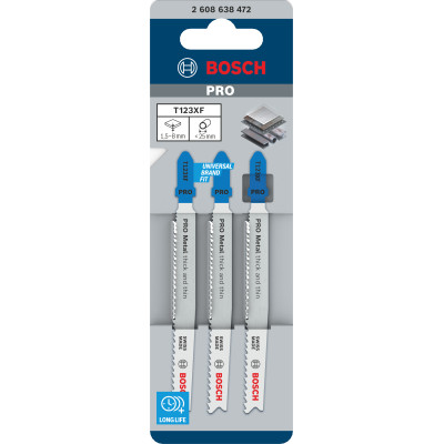 Lame De Scie Sauteuse Pro Metal Thick And Thin T123Xf, 100 mm, 3 Pièces Conçue