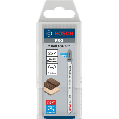 Lame De Scie Sauteuse Pro Hardwood Clean Reverse T101Brf, 100 mm, 25 Pièces Dur