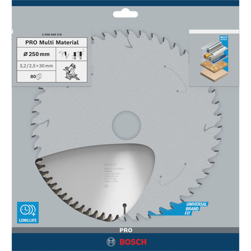 Lame De Scie Circulaire Pro Multi Material, 250 X 3,2 X 30 mm Conçue Pour Coupe