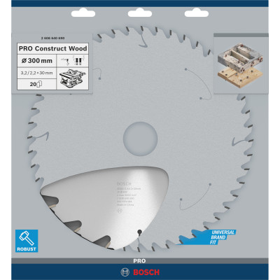 Lame De Scie Circulaire Pro Construct Wood, 300 X 3,2 X 30 mm Conçue Pour Coupe