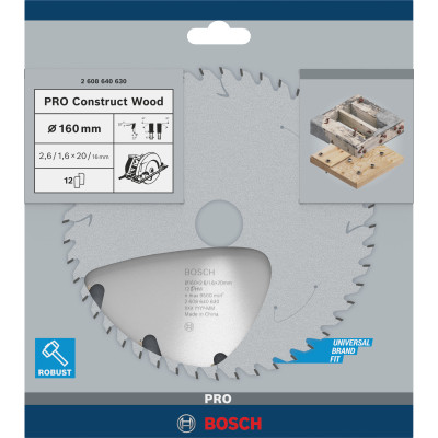 Lame De Scie Circulaire Pro Construct Wood, 160 X 2,6 X 20 mm Conçue Pour Coupe