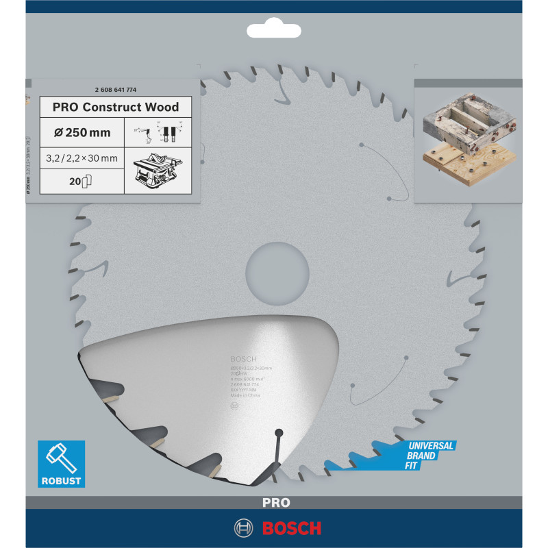 Lame De Scie Circulaire Pro Construct Wood, 250 X 3,2 X 30 mm Conçue Pour Coupe