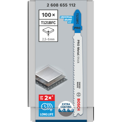 100 Lames Scie Sauteuse Pro Bim Flexible Métal 92Mm Pas : 1,9-2,3Mm T118Bfc