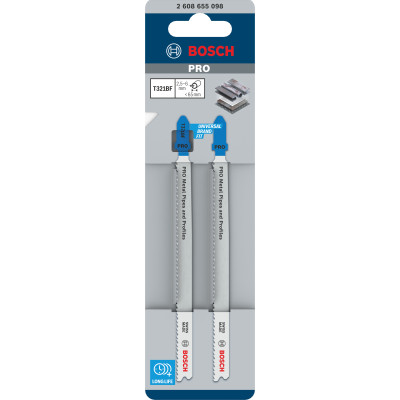 Lame De Scie Sauteuse Pro Metal Pipes And Profiles T321Bf, 132 mm, 2 Pièces