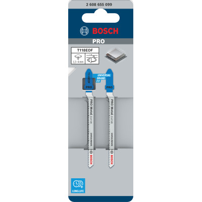 Lame De Scie Sauteuse Pro Metal Curve T118Eof, 83 mm, 2 Pièces