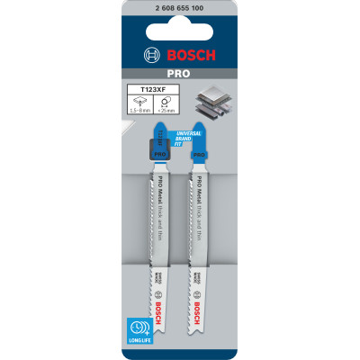 Lame De Scie Sauteuse Pro Metal Thick And Thin T123Xf, 100 mm, 2 Pièces