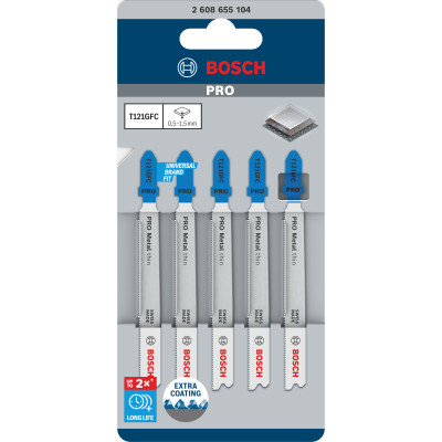 Lame De Scie Sauteuse Pro Metal Thin T121Gfc 92 mm, 5 Pièces