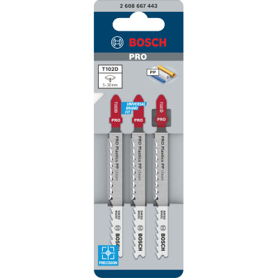 Lame De Scie Sauteuse Pro Plastics Pp Clean T102D, 100 mm, 3 Pièces Conçue Pour