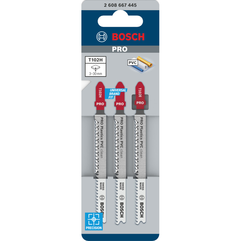 Lame De Scie Sauteuse Pro Plastics PVC Clean T102H, 100 mm, 3 Pièces Conçue Pou