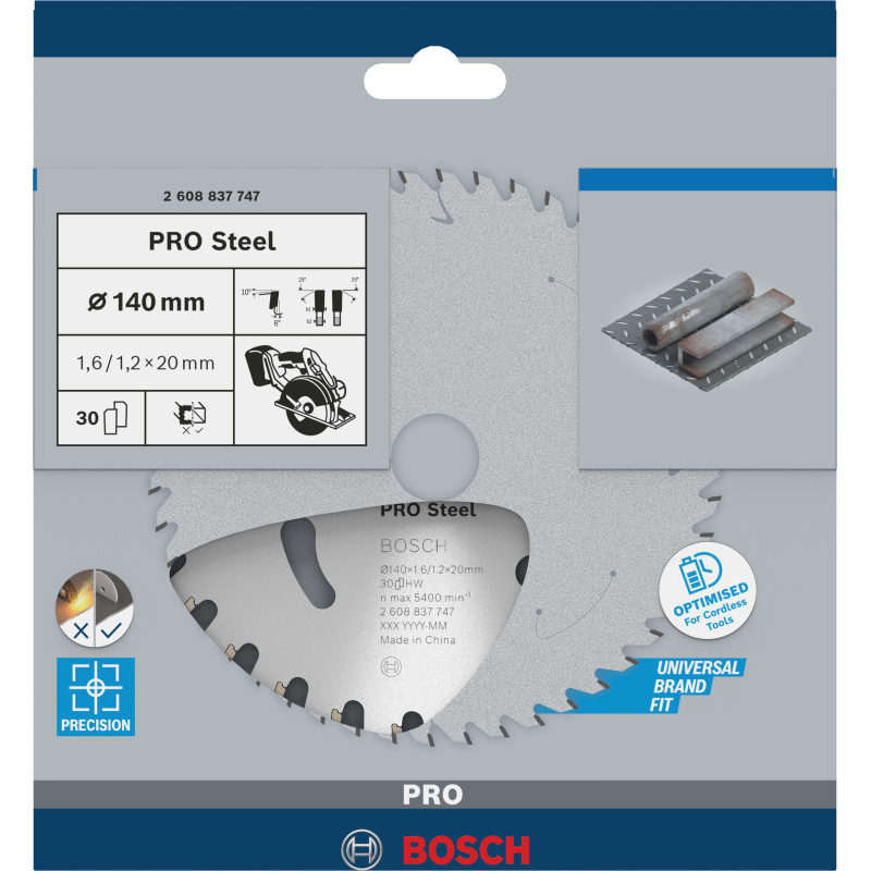 Lame De Scie Circulaire Pro Steel Cordless, 140 X 1,6 X 20 mm Conçues Pour Coup