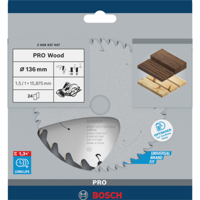 Lame De Scie Circulaire Pro Wood Cordless, 136 X 1,5 X 15,875 mm Dure Jusqu'À 1