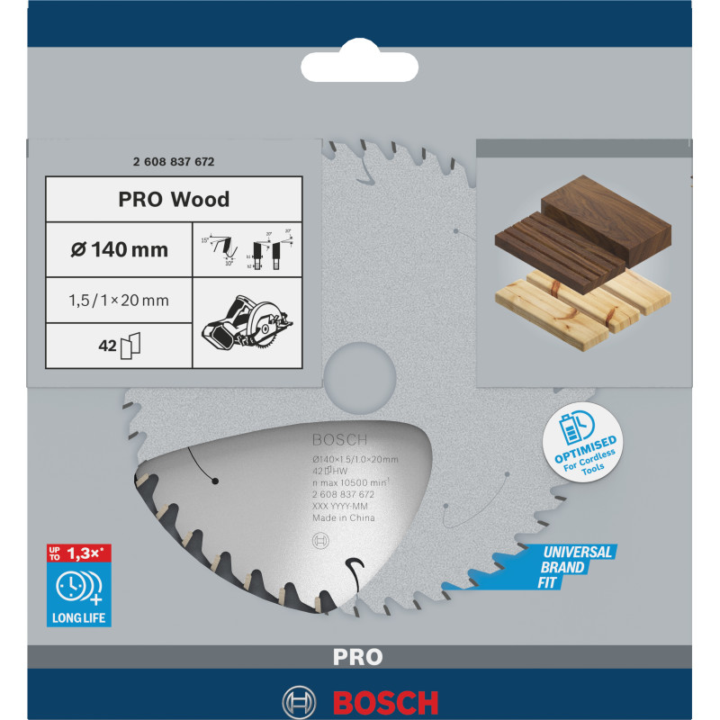 Lame De Scie Circulaire Pro Wood Cordless, 140 X 1,5 X 20 mm Dure Jusqu'À 1,3 F