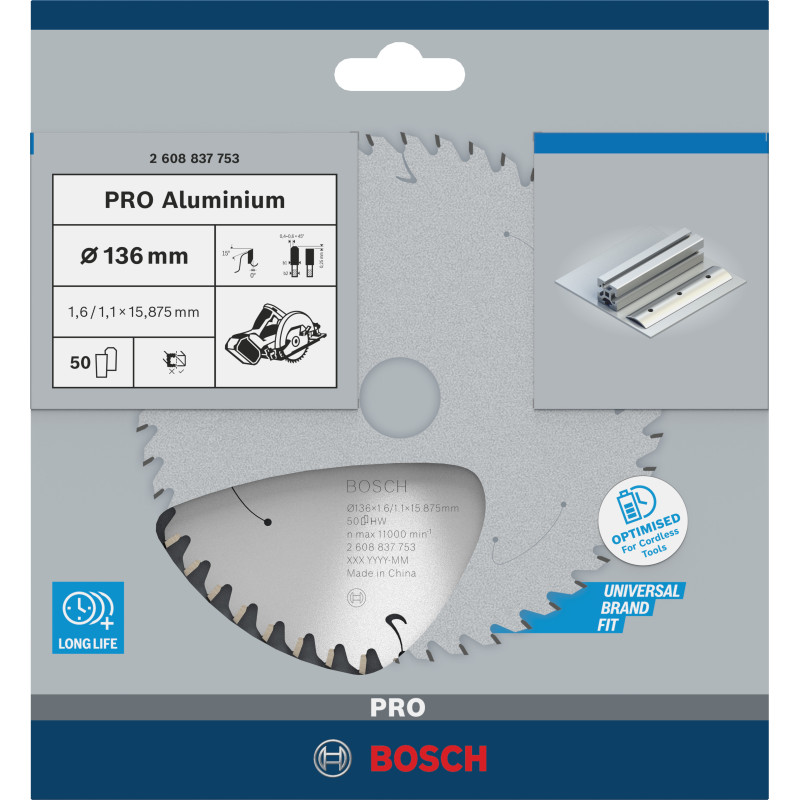 Lame De Scie Circulaire Pro Aluminium Cordless, 136 X 1,6 X 15,875 mm Conçue Po