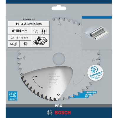 Lame De Scie Circulaire Pro Aluminium Cordless, 184 X 2 X 16 mm Conçue Pour La