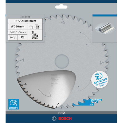 Lame De Scie Circulaire Pro Aluminium Cordless, 250 X 2,4 X 30 mm Conçue Pour L