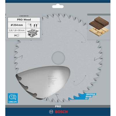 Lame De Scie Circulaire Pro Wood, 254 X 2,8 X 30 mm Conçue Pour La Coupe Du Boi