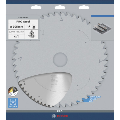 Lame De Scie Circulaire Filaire Pro Steel, 305 X 2,2 X 25,4 mm, T72