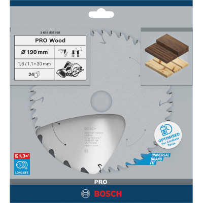Lame De Scie Circulaire Pro Wood Cordless, 190 X 1,6 X 30 mm Dure Jusqu'À 1,3 F