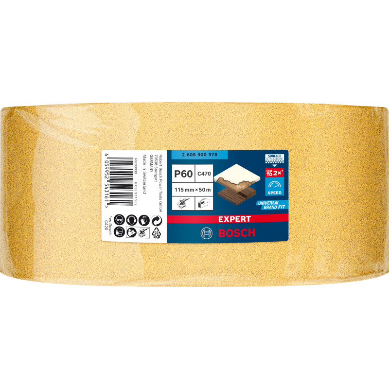 Rouleau Abrasif Expert C470 Pour Ponçage Manuel 115 mm X 50 M, G 60