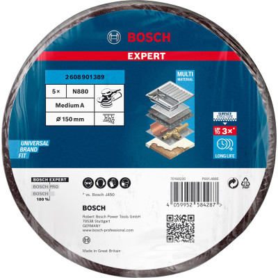 Disque En Non-Tissé Expert N880 Pour Ponceuses Excentriques 150 mm, Medium
