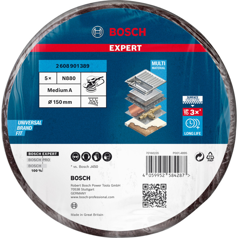 Disque En Non-Tissé Expert N880 Pour Ponceuses Excentriques 150 mm, Medium