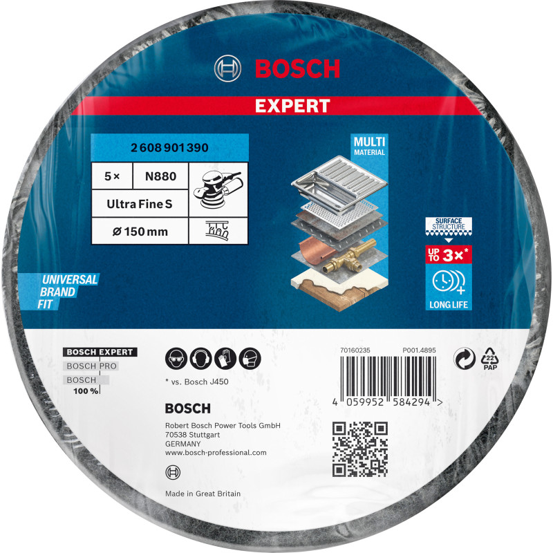 Disque En Non-Tissé Expert N880 Pour Ponceuses Excentriques 150 mm, Fin
