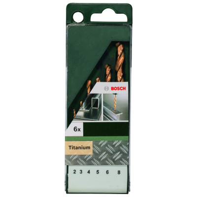 Forets À Métaux HSS-Tin, Din 338, Set De 6 Pièces 2,0 3,0 4,0 5,0 6,0 8,0 mm