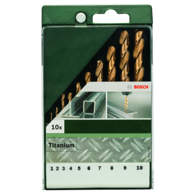 Forets À Métaux HSS-Tin, Din 338, Jeu De 10 Pièces 1,0 2,0 3,0 4,0 5,0 6,0 7,0 8