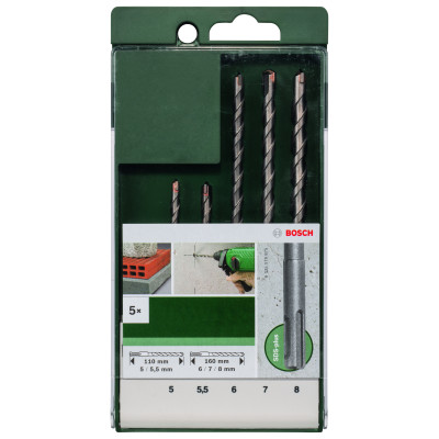 Set De 5 Forets Pour Perforateur SDS Plus 5,0X110 5,5X110 6,0X160 7,0X160 8,0X16