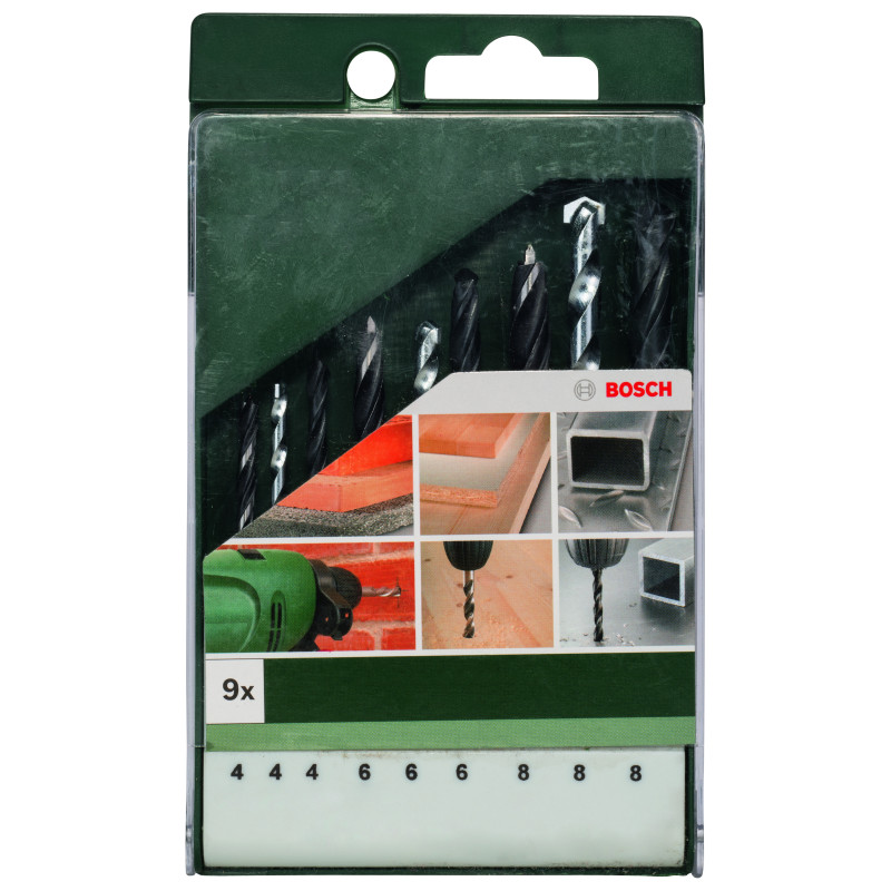 Set De 9 Forets Métal HSS-R/Pierre/Bois 4,0 mm X 75 mm 6,0 mm X 93 mm 8,0 mm X 1