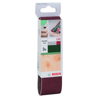 Set De 3 Bandes Abrasives Pour Ponceuses À Ruban Bosch, Qualité Rouge G 120