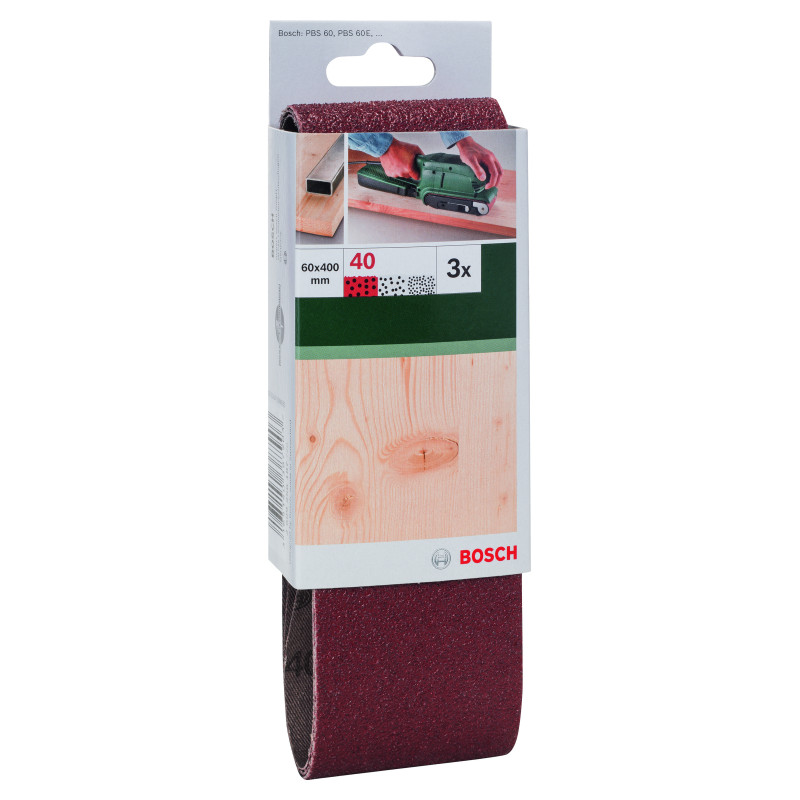 Set De 3 Bandes Abrasives Pour Ponceuses À Bande, Qualité Rouge G 40