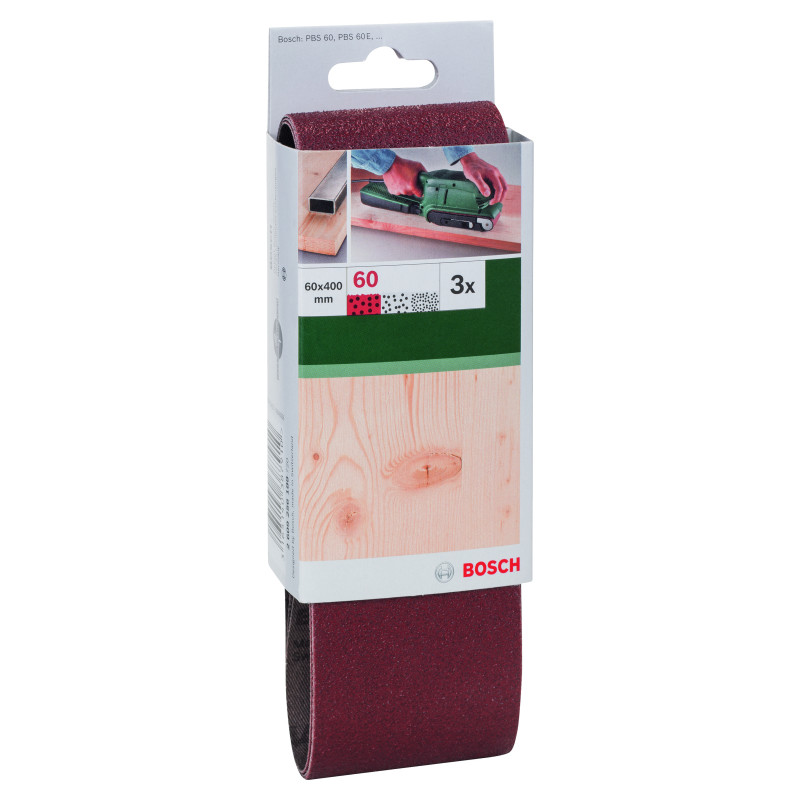 Set De 3 Bandes Abrasives Pour Ponceuses À Bande, Qualité Rouge G 60