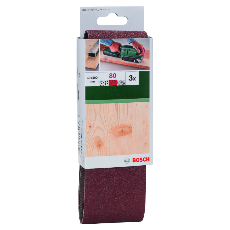 Set De 3 Bandes Abrasives Pour Ponceuses À Bande, Qualité Rouge G 80
