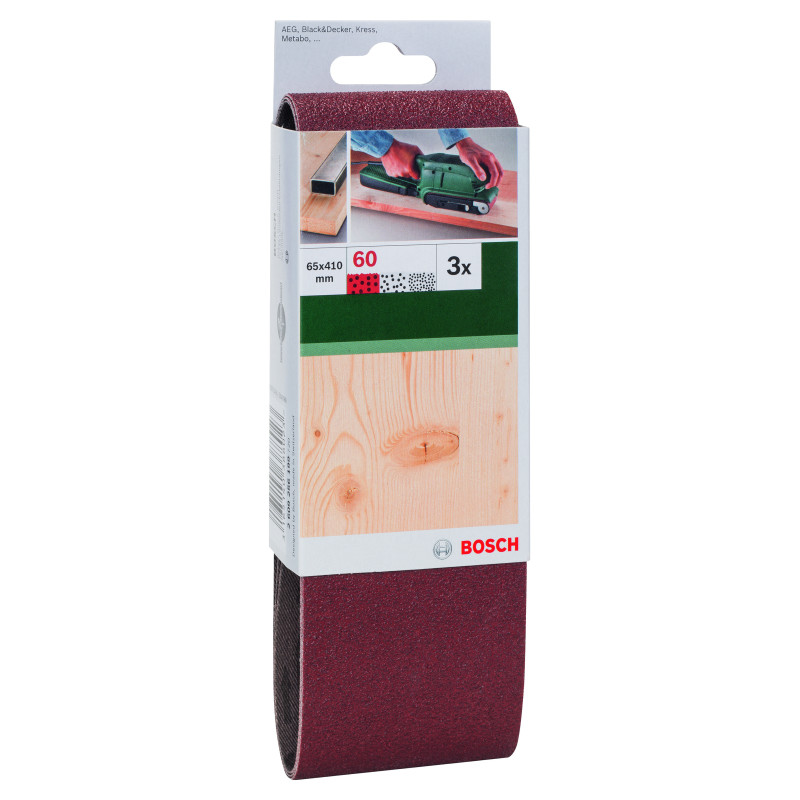 Set De 3 Bandes Abrasives Pour Ponceuses À Bande, Qualité Rouge G 60