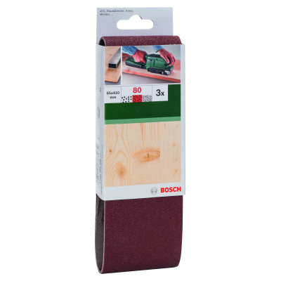 Set De 3 Bandes Abrasives Pour Ponceuses À Bande, Qualité Rouge G 80