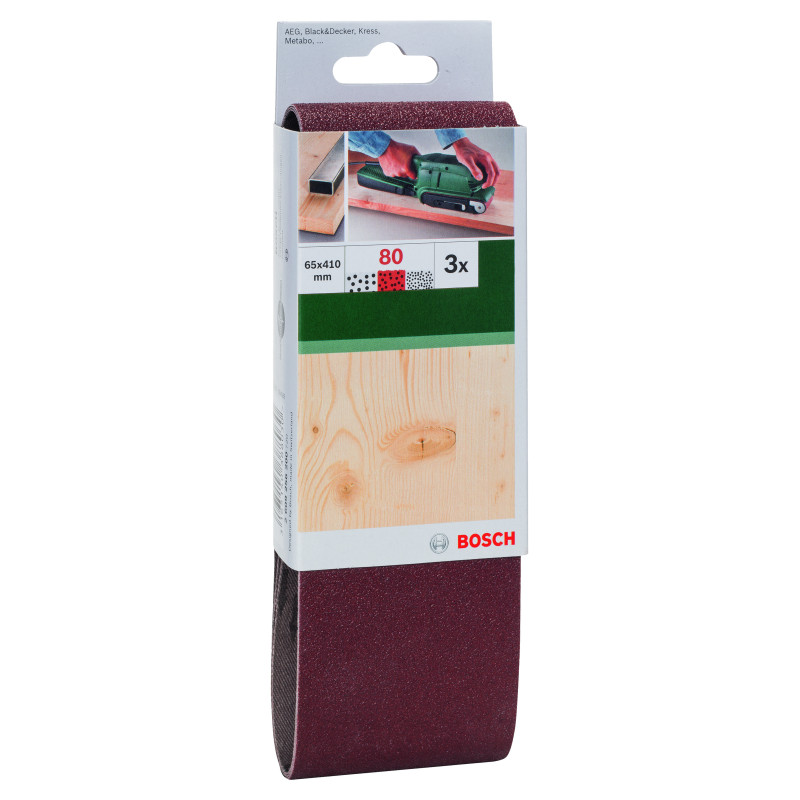 Set De 3 Bandes Abrasives Pour Ponceuses À Bande, Qualité Rouge G 80