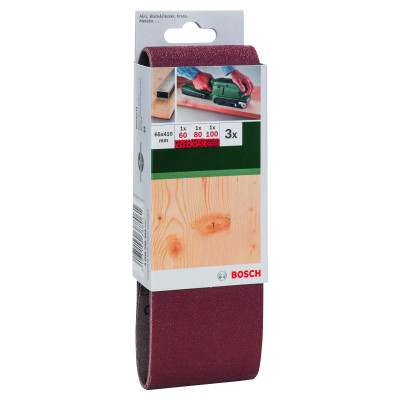 Set De 3 Bandes Abrasives Pour Ponceuses À Bande, Qualité Rouge G 60, 80, 100