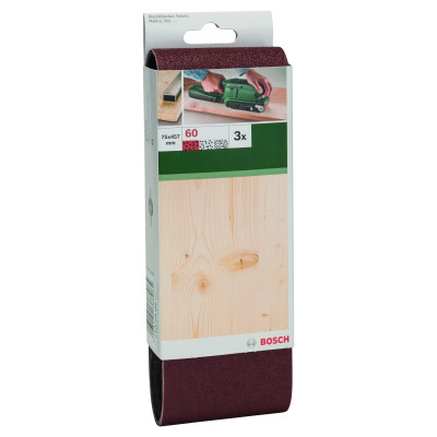 Set De 3 Bandes Abrasives Pour Ponceuses À Bande, Qualité Rouge G 60