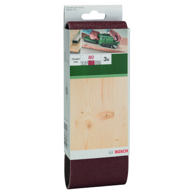 Set De 3 Bandes Abrasives Pour Ponceuses À Bande, Qualité Rouge G 80