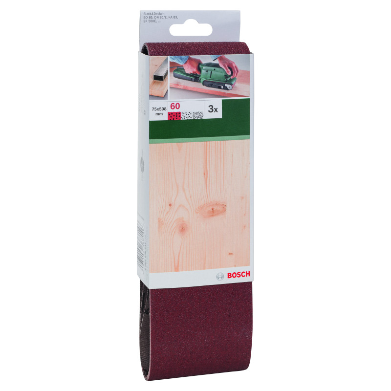 Bandes Abrasives Pour Ponceuses À Bande, Qualité Rouge, Set De 3 Pièces G 60