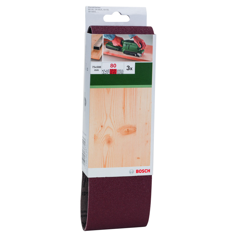 Bandes Abrasives Pour Ponceuses À Bande, Qualité Rouge, Set De 3 Pièces G 80