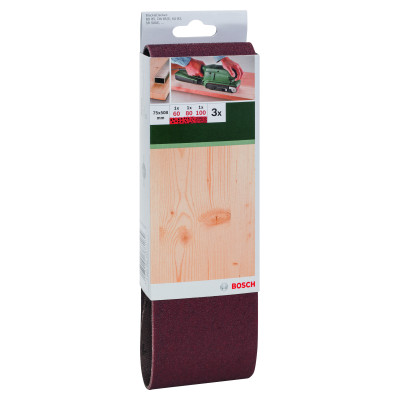 Set De 3 Bandes Abrasives Pour Ponceuses À Bande, Qualité Rouge G 60, 80, 100