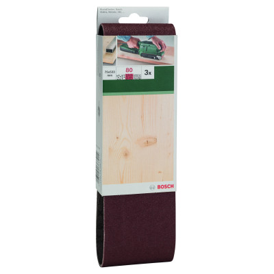 Set De 3 Bandes Abrasives Pour Ponceuses À Bande, Qualité Rouge G 80